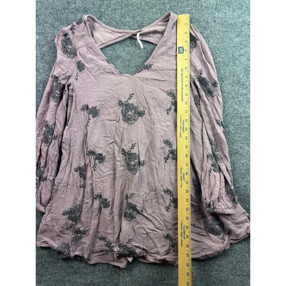 Free People Emma Austin Dress Womens XS Embroidered Long Sleeve Cut Out Back